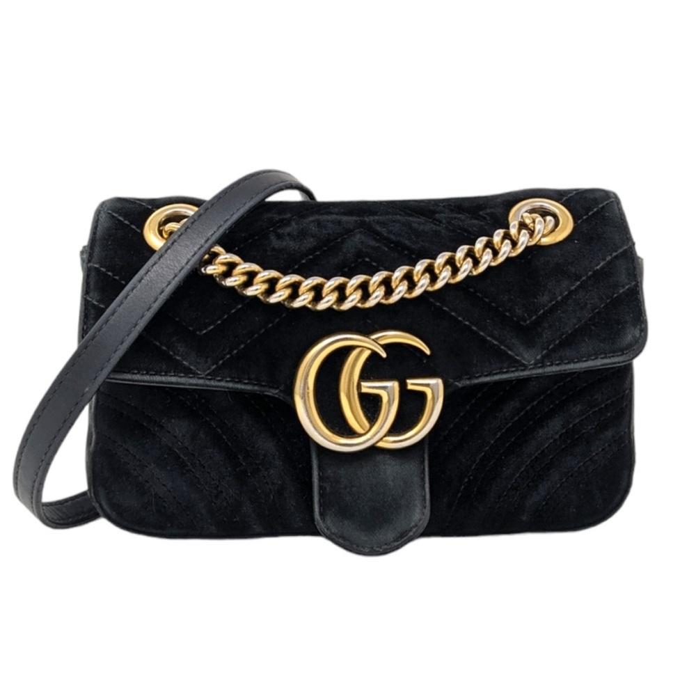 GUCCI Velvet GG Marmount Black Bag